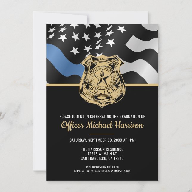 Police Academy Graduation Law Enforcement Officer Invitation (Front)