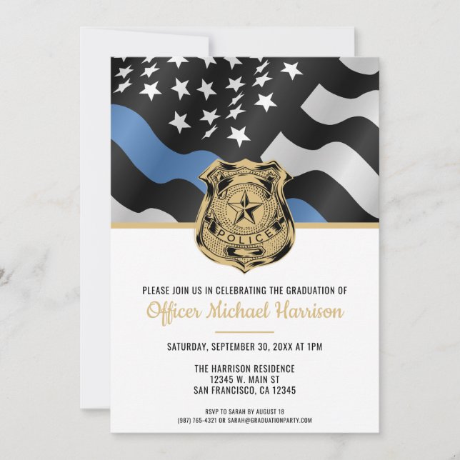 Police Academy Graduation Law Enforcement Officer Invitation (Front)