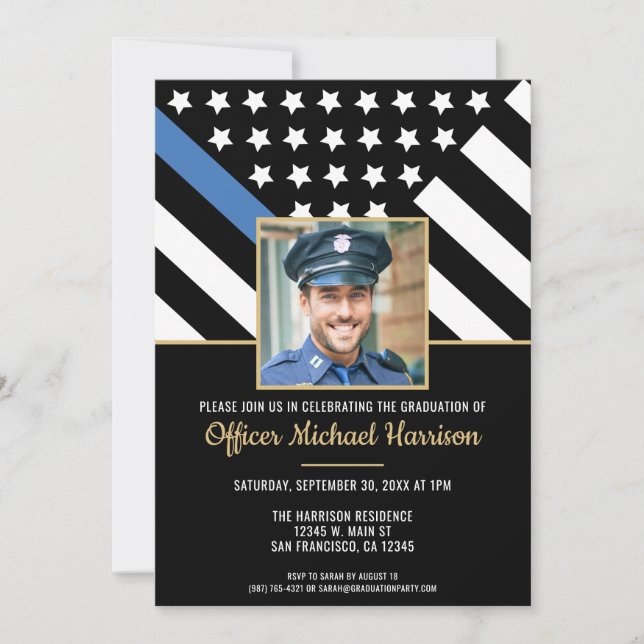 Police Academy Graduation Law Enforcement Photo Invitation (Front)