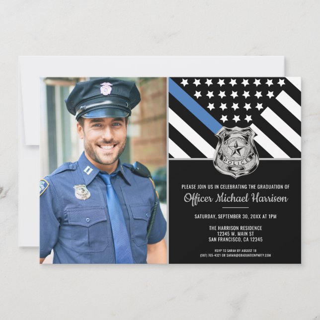 Police Academy Graduation Law Enforcement Photo Invitation (Front)