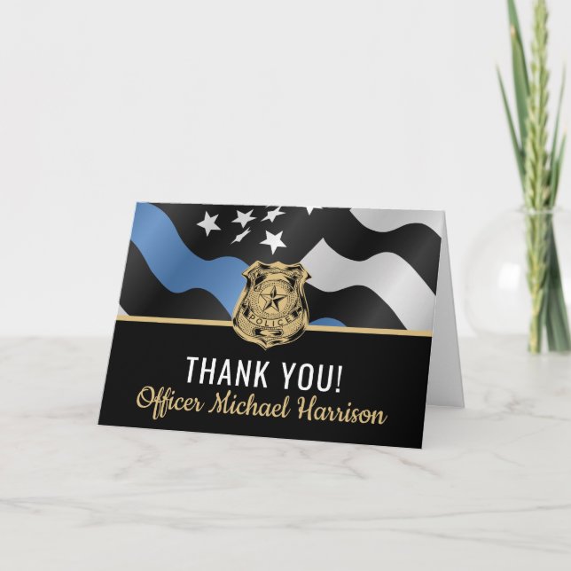 Police Academy Graduation Law Enforcement Thank You Card (Front)