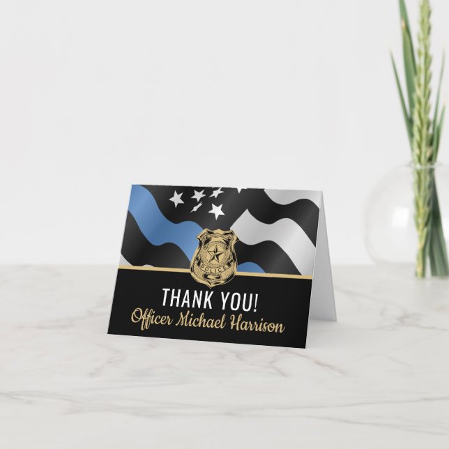 Police Academy Graduation Law Enforcement Thank You Card (Front)