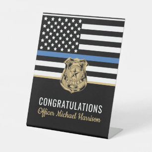 Police Academy Graduation Officer Congratulations Pedestal Sign