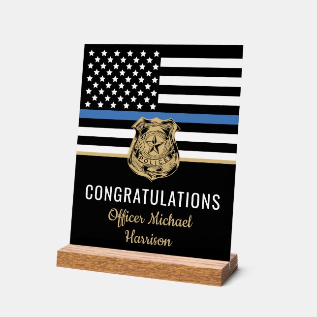 Police Academy Graduation Officer Law Enforcement Acrylic Sign (Angle)