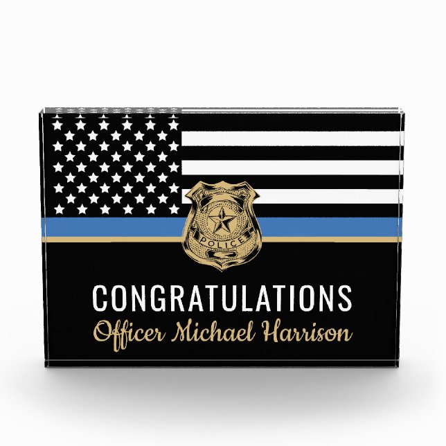 Police Academy Graduation Officer Law Enforcement Photo Block (Front)