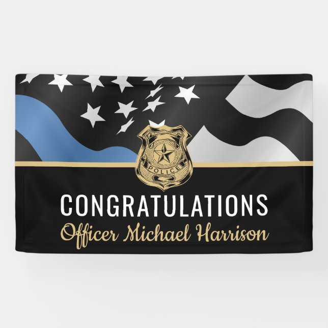 Police Academy Graduation Party Congratulations Banner (Horizontal)