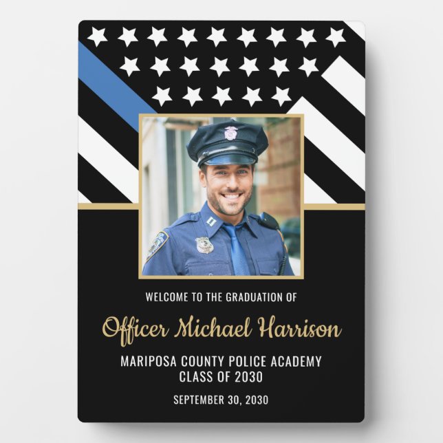 Police Academy Graduation Party Flag Photo Plaque (Front)