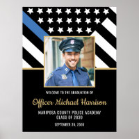Police Academy Graduation Party Flag Photo Welcome