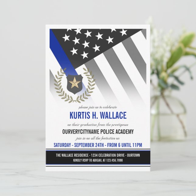 Police Academy Graduation Party Invitation (Standing Front)