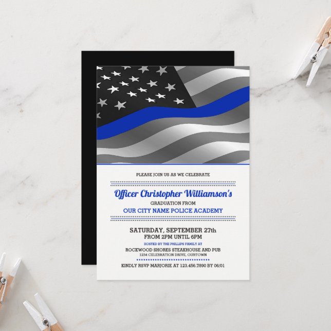 Police Academy Graduation Party Invitation (Front/Back In Situ)