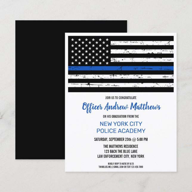 Police Academy Graduation Thin Blue Line Budget (Front/Back)