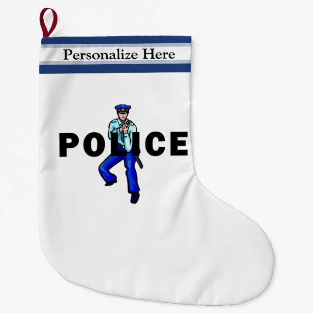Police Action Logo Large Christmas Stocking (Front)
