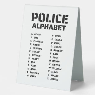 Police Alphabet Chart For Officers & Trainees