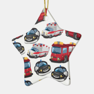 Police, Ambulance and Fire Service transport Ceramic Tree Decoration