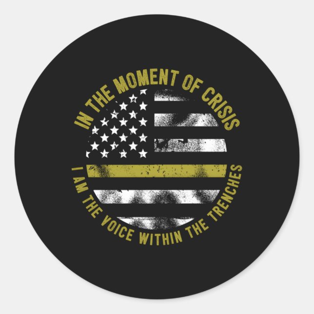 Police And Fire Dispatcher Thin Gold Line Classic Round Sticker (Front)