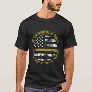 Police And Fire Dispatcher Thin Gold Line T-Shirt