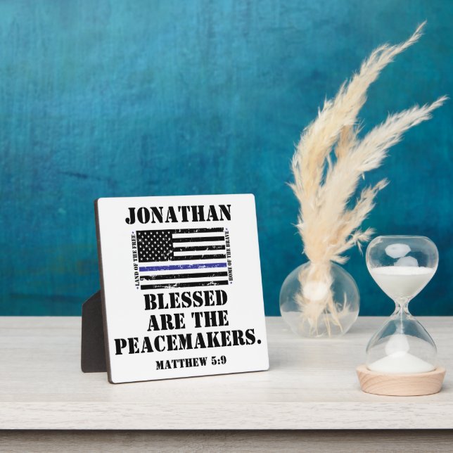 Police Appreciation Blue Line Scripture Blessing Plaque (Insitu)