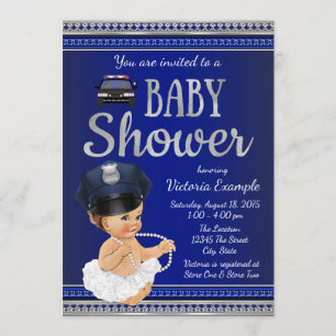 Police Baby Shower Invitations Girl Police