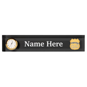 Police badge and cuffs add name nameplate