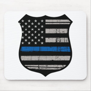 Police Badge Blue Line Mouse Mat