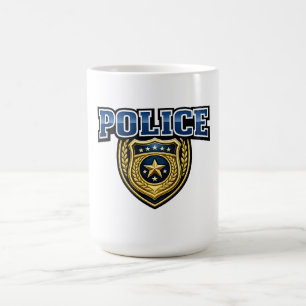 Police Badge Bold Text Design Coffee Mug