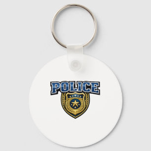 Police Badge Bold Text Design Key Ring