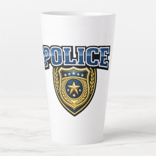 Police Badge Bold Text Design Latte Mug
