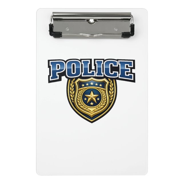 Police Badge Bold Text Design Mini Clipboard (Front)