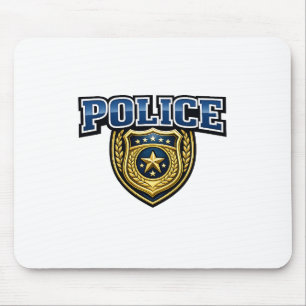 Police Badge Bold Text Design Mouse Mat