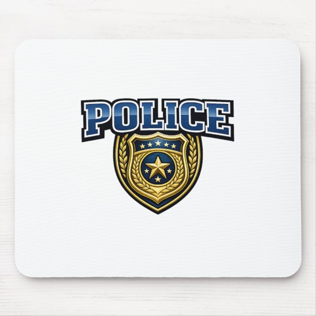Police Badge Bold Text Design Mouse Mat (Front)