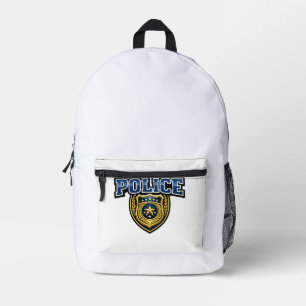 Police Badge Bold Text Design Printed Backpack