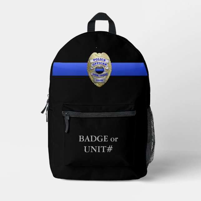 Police Badge Printed Backpack (Front)