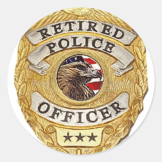 Police_Badge_Retired Classic Round Sticker