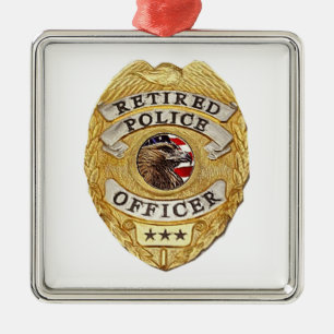 Police_Badge_Retired Metal Tree Decoration