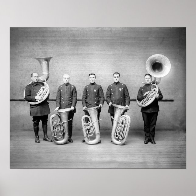 Police Band Tuba Players, 1915. Vintage Photo Poster (Front)