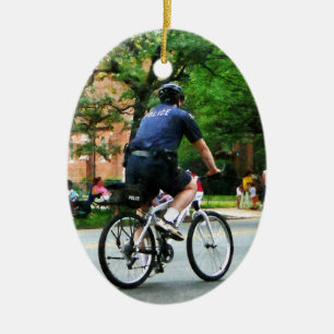 Police Bicycle Patrol Ceramic Tree Decoration