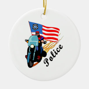 Police Bikers Ceramic Tree Decoration
