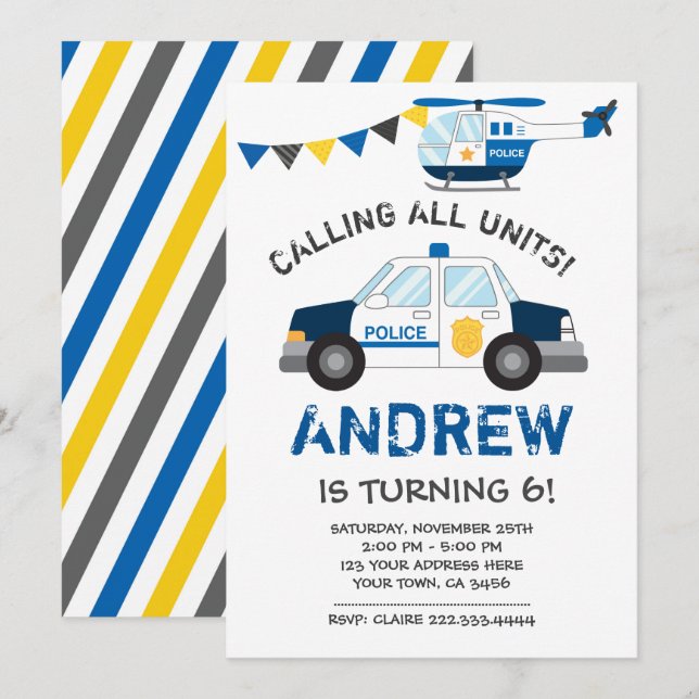 Police Birthday Invitation (Front/Back)