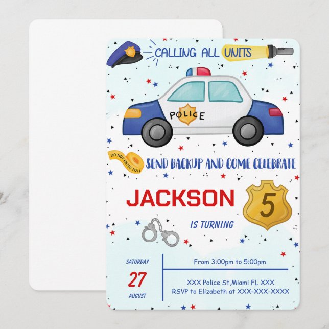 Police Birthday Invitation (Front/Back)