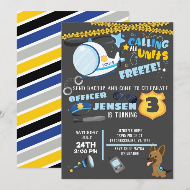 Police Birthday Invitation (Front/Back)