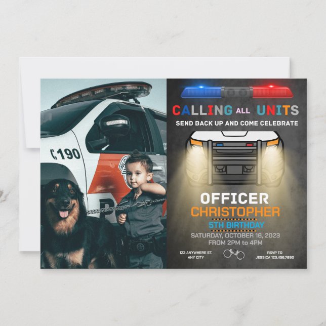 Police Birthday Invitation Custom Photo (Front)