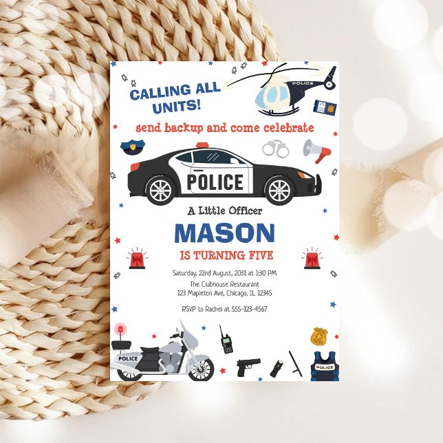 Police Birthday Invitation Police Officer Party (Creator Uploaded)