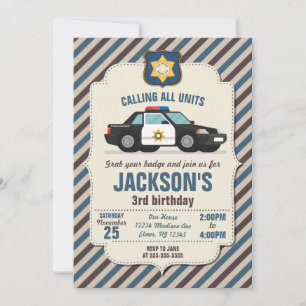 Police Birthday Invitation / Retro Police Car