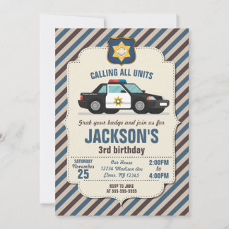 Police Birthday Invitation / Retro Police Car