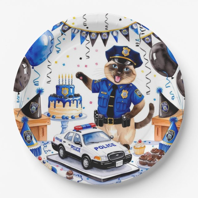 Police Birthday  Paper Plate (Front)