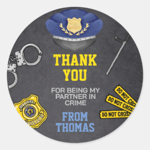 Police Birthday Party Favour Classic Round Sticker