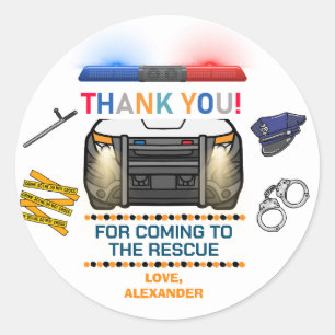 Police Birthday Party Favour Classic Round Sticker