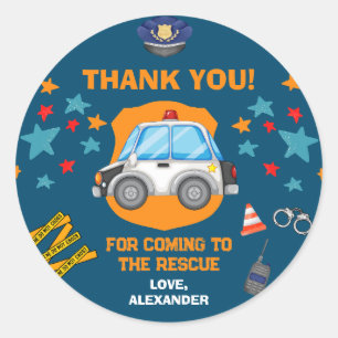 Police Birthday Party Favour Classic Round Sticker