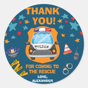 Police Birthday Party Favour Classic Round Sticker