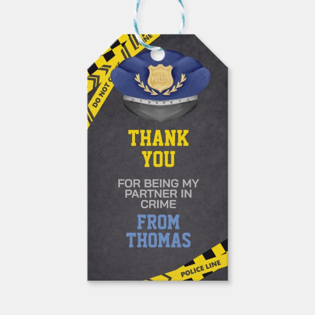 Police Birthday Party Favour Gift Tags (Front)